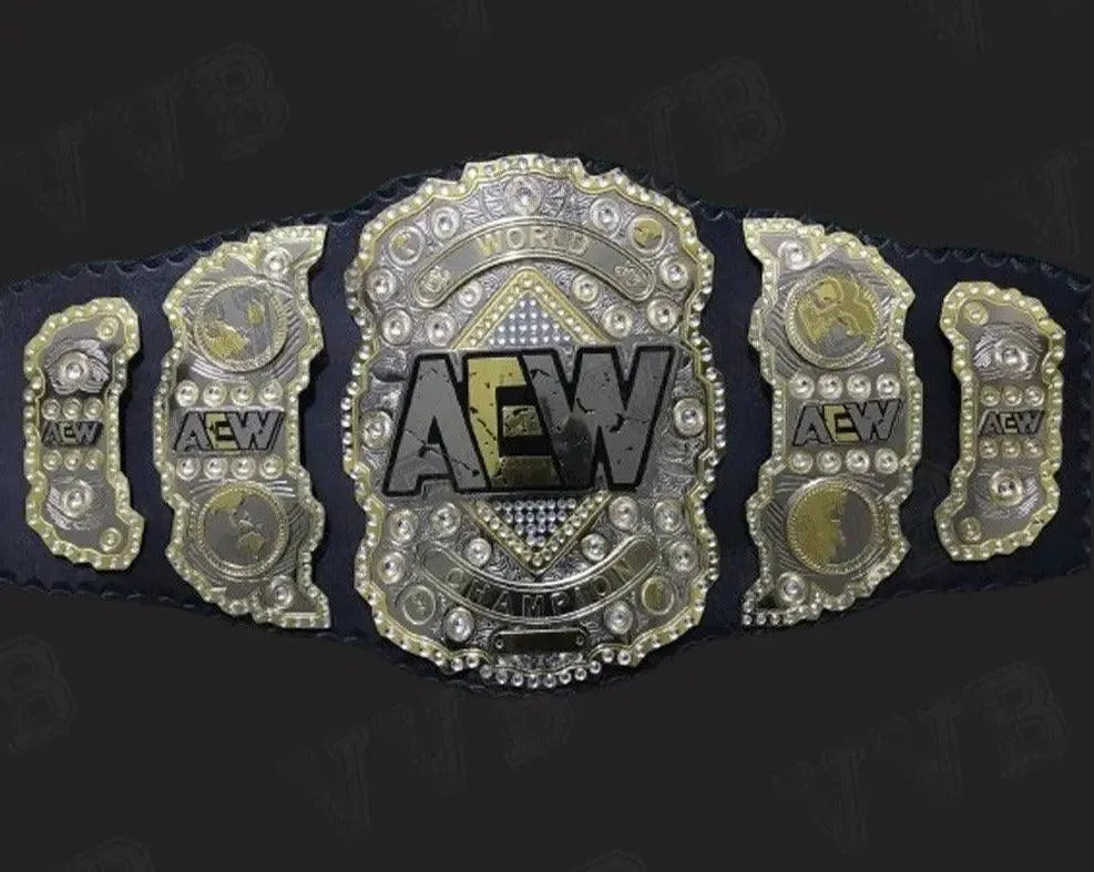 AEW World Championship Leather Wrestling Belt 2mm Brass Adult