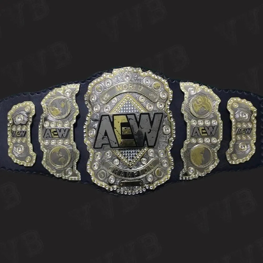AEW World Championship Leather Wrestling Belt 2mm Brass Adult