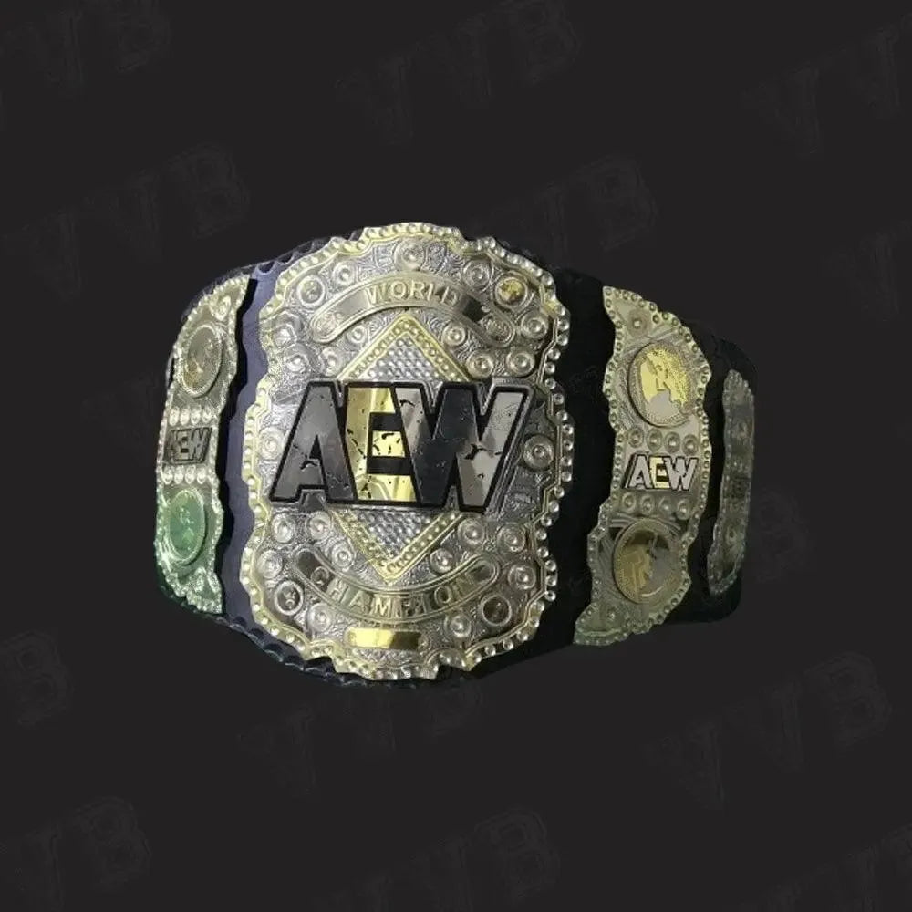 AEW World Championship Leather Wrestling Belt 2mm Brass Adult