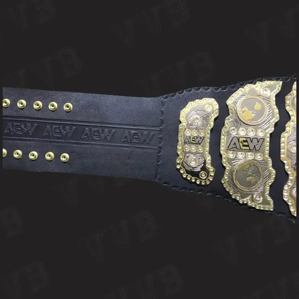 AEW World Championship Leather Wrestling Belt 2mm Brass Adult