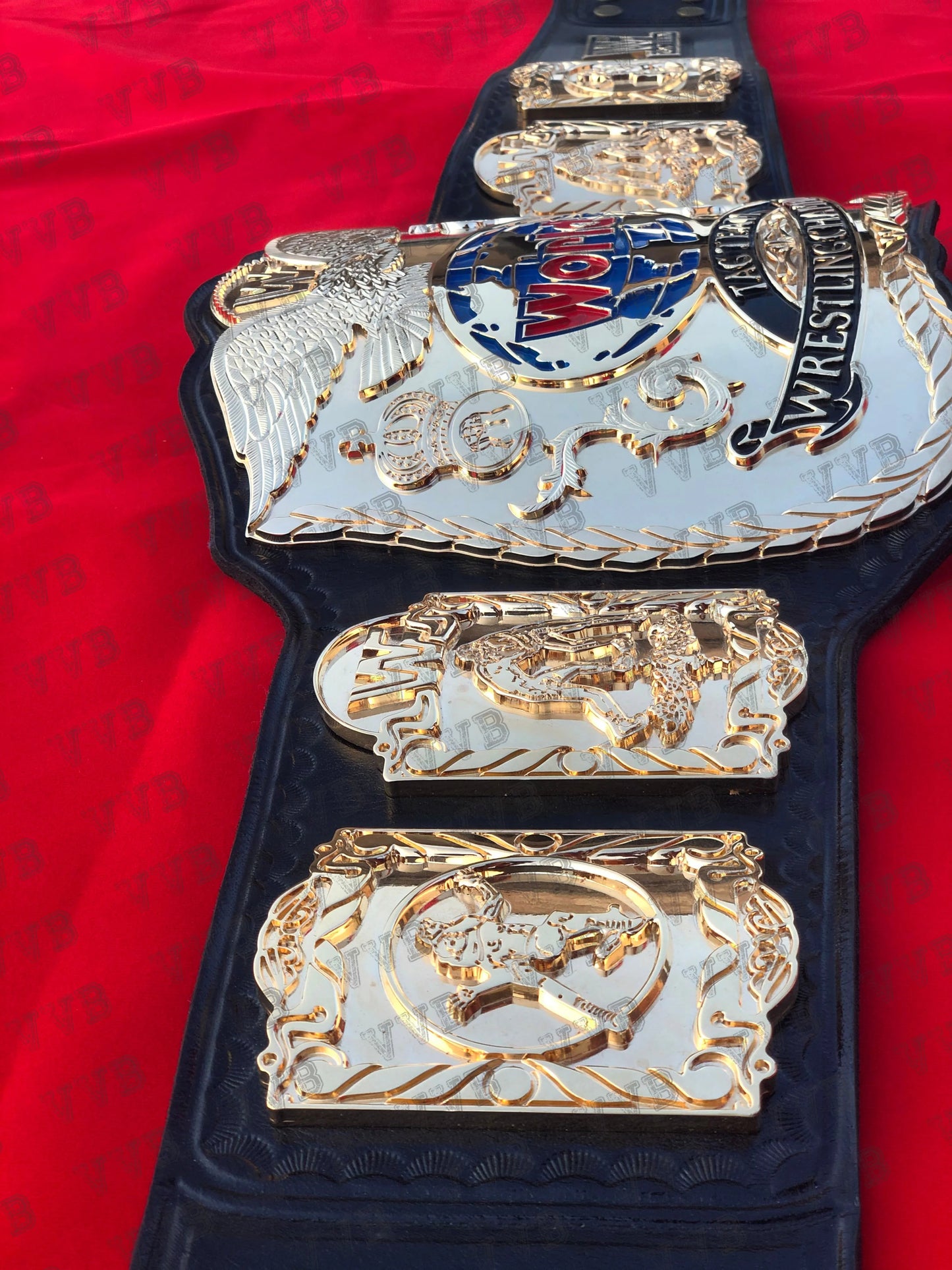 Custom Replica WWF Championship Tag Team Belt with Faux Leather Strap