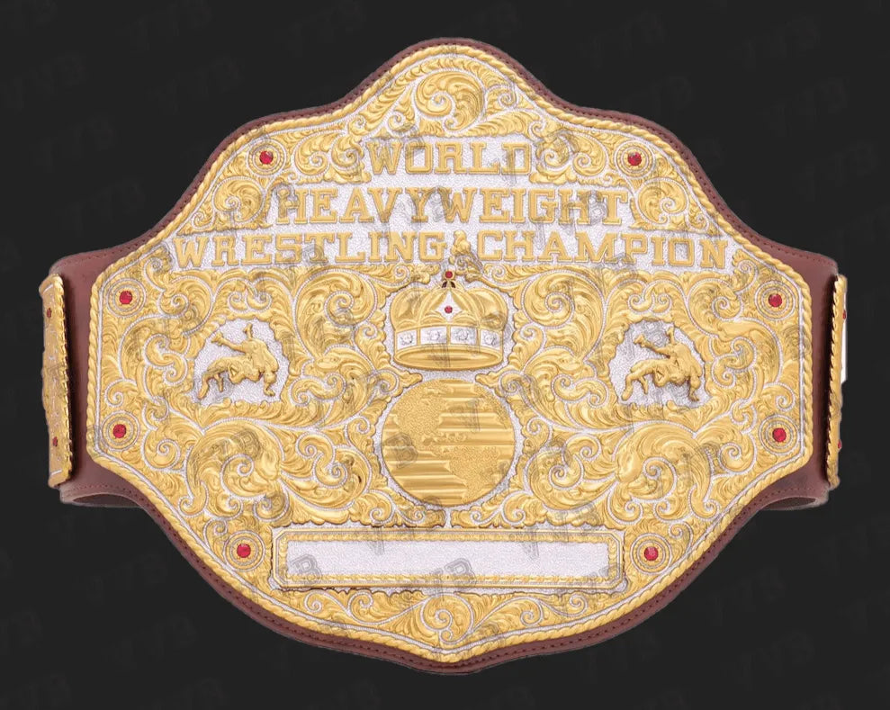 Dual Plate Big Gold Championship Wrestling Title Belt