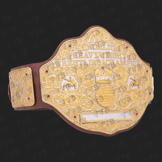 Dual Plate Big Gold Championship Wrestling Title Belt Replica