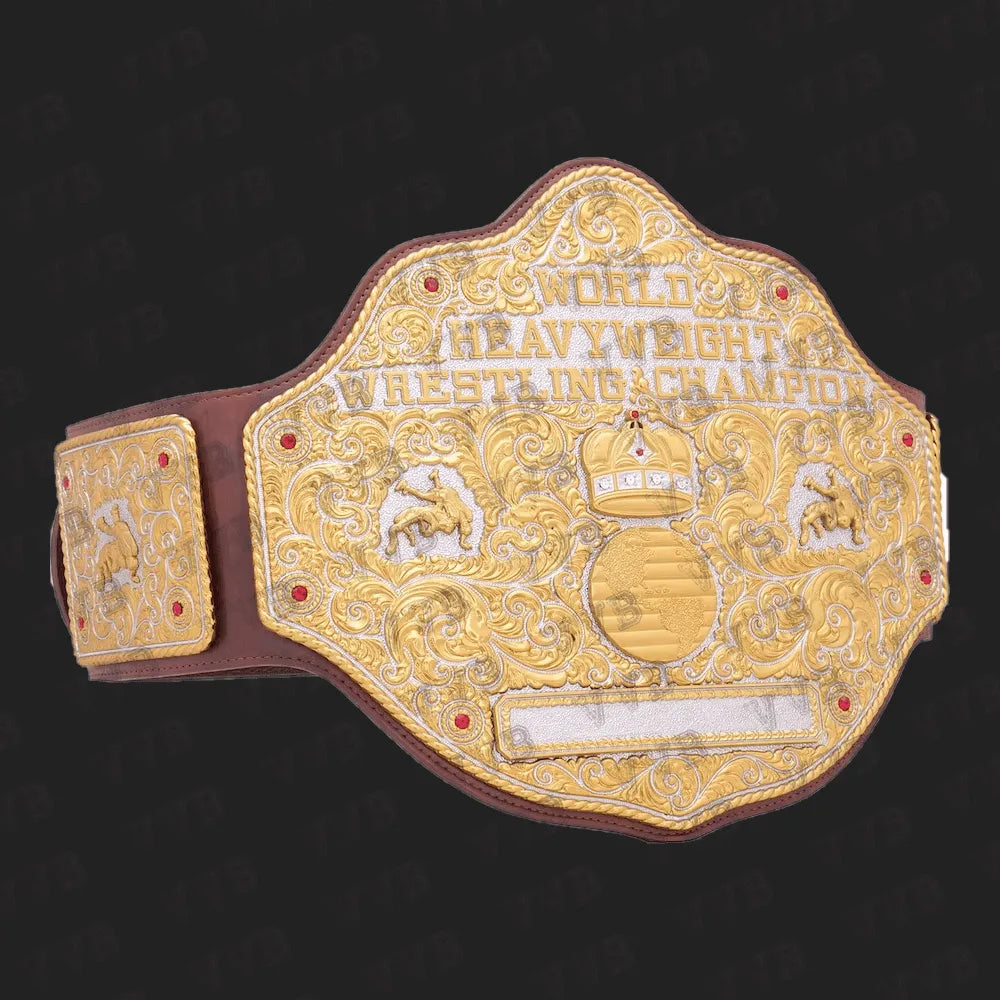 Dual Plate Big Gold Championship Wrestling Title Belt