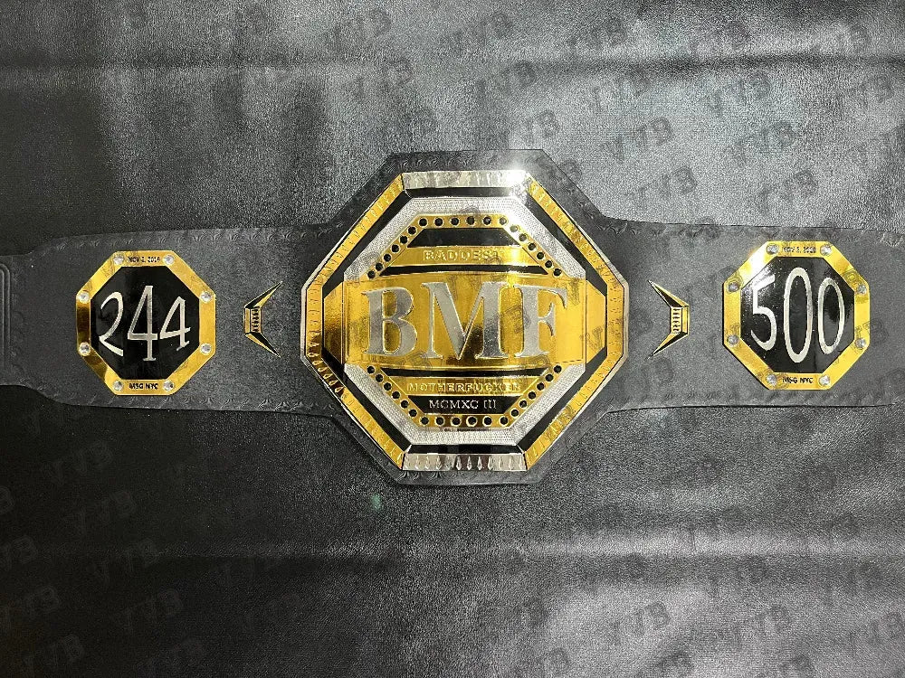 UFC BMF Championship Replica Belt – 4MM Brass, Leather, Adult Size