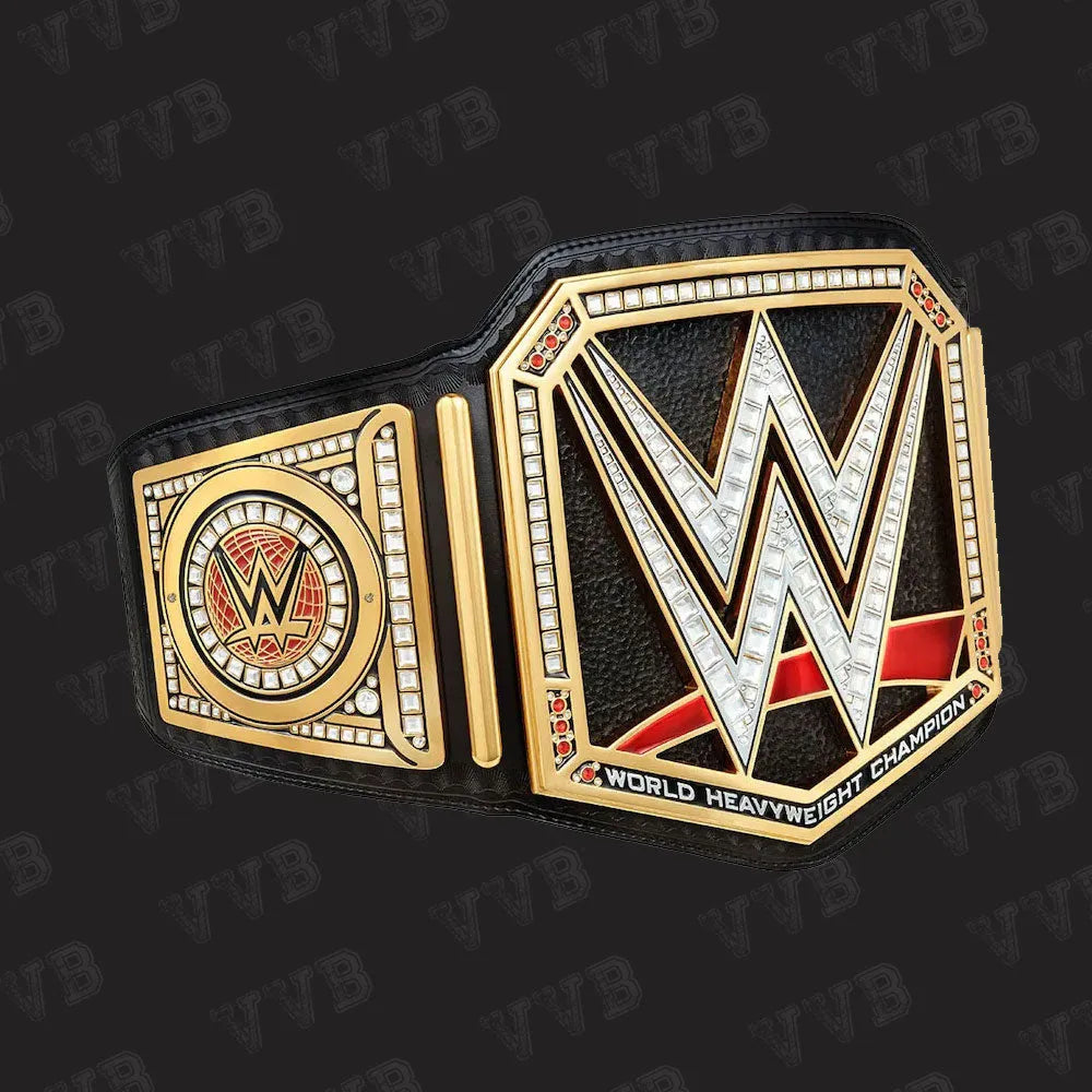 WWE replica title belt collectible black leather strap