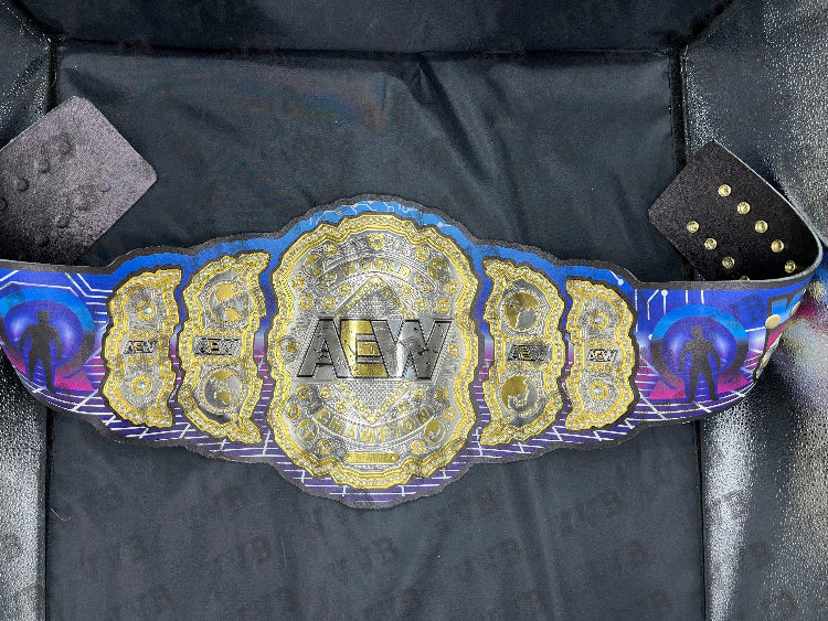 Custom Kenny Omega AEW World Heavyweight Championship Belt Replica showcasing detailed craftsmanship and premium materials.