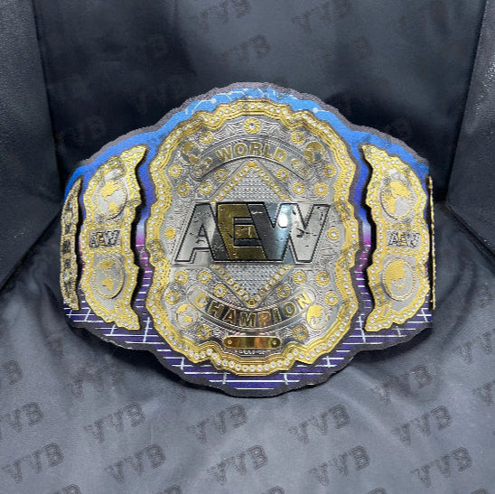 Custom Kenny Omega AEW World Heavyweight Championship Belt Replica showcasing detailed craftsmanship and premium materials.