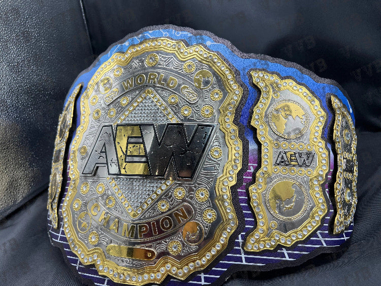 Custom Kenny Omega AEW World Heavyweight Championship Belt Replica showcasing detailed craftsmanship and premium materials.