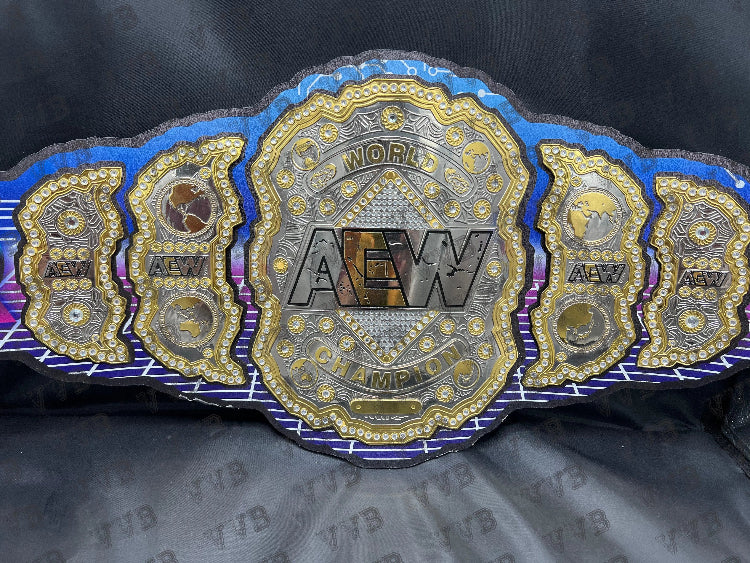 Custom Kenny Omega AEW World Heavyweight Championship Belt Replica showcasing detailed craftsmanship and premium materials.