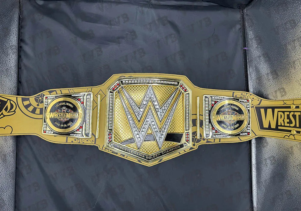 WWE World Heavyweight & WrestleMania 41 Golden Championship Replica Belts - Pack of 2