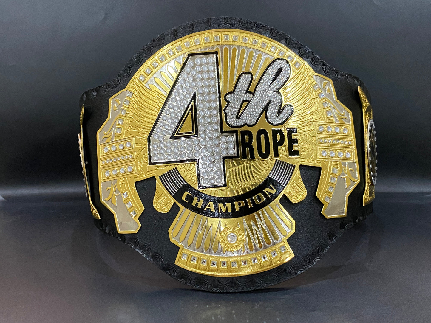 4th Rope Champion Wrestling Title Belt – 2mm Metal Plates with Genuine Leather Strap