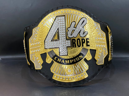 4th Rope Champion Wrestling Title Belt – 2mm Metal Plates with Genuine Leather Strap