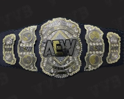 AEW World Championship Leather Wrestling Belt 2mm Brass Adult