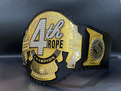 4th Rope Champion Wrestling Title Belt – 2mm Metal Plates with Genuine Leather Strap