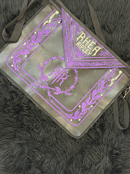 Custom Rhea Ripley Inspired Embroidered Side Bag with Premium Metal MAMI 2024 Judgment Day Championship Medal – Handmade Wrestling Fan Collectible