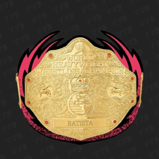 New Custom Batista World Heavy Weight Championship Leather Belt - Victory Vault Belts