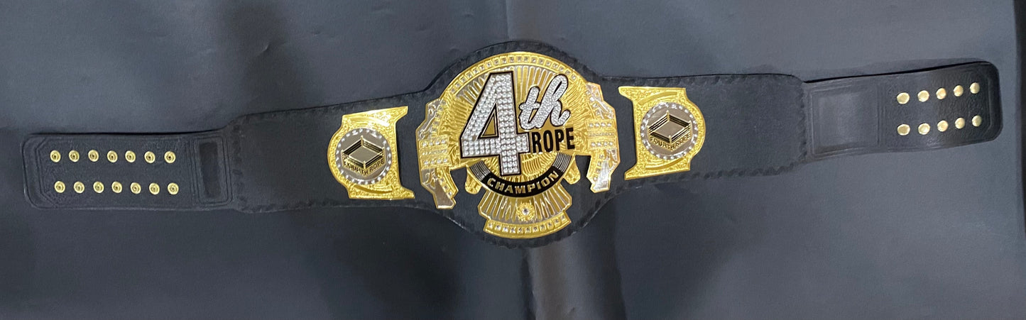 4th Rope Champion Wrestling Title Belt – 2mm Metal Plates with Genuine Leather Strap