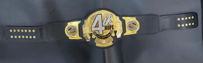 4th Rope Champion Wrestling Title Belt – 2mm Metal Plates with Genuine Leather Strap