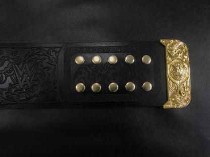 New World Tag Team Wrestling Championship Leather Belt – 10mm Diecast Brass | Adult Size