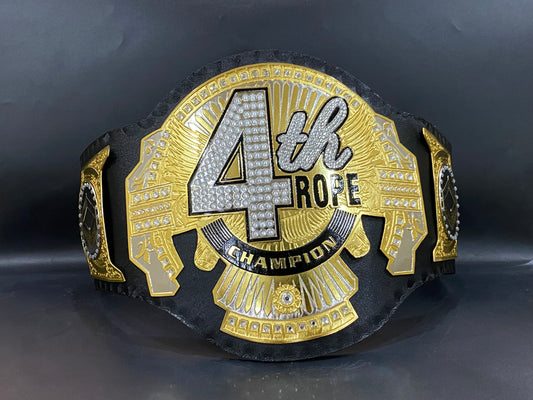 4th Rope Champion Wrestling Title Belt – 2mm Metal Plates with Genuine Leather Strap