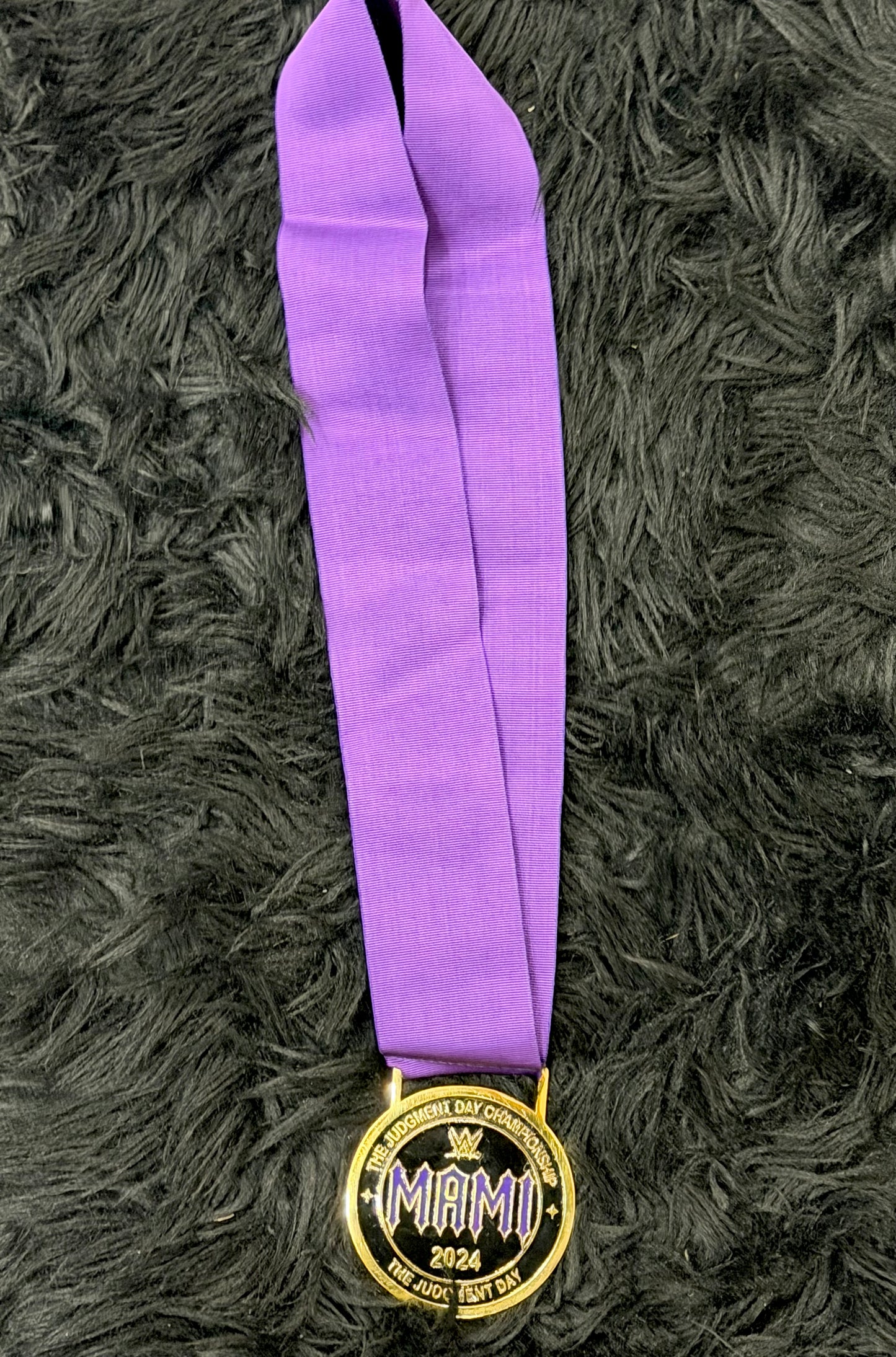 Custom Rhea Ripley Inspired Embroidered Side Bag with Premium Metal MAMI 2024 Judgment Day Championship Medal – Handmade Wrestling Fan Collectible
