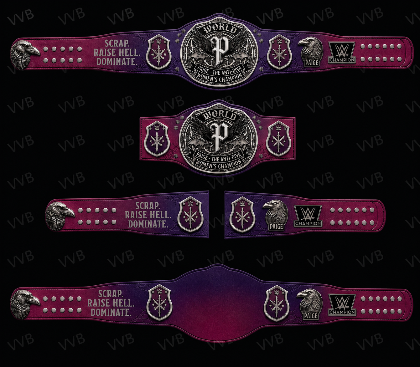 Women’s The Anti-Diva" Paige Signature Series Championship Concept Wrestling Belt Brass