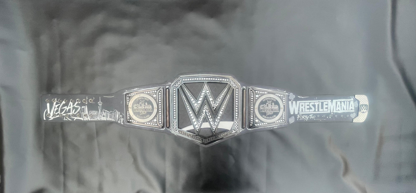 WrestleMania 42 Golden World Championship Belt – 6mm Premium Diecast Wrestling Title | Heavyweight Replica with Bag