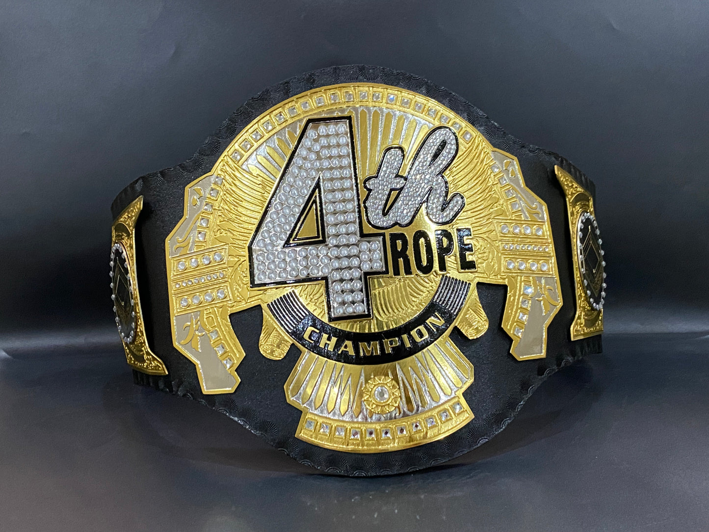 4th Rope Champion Wrestling Title Belt – 2mm Metal Plates with Genuine Leather Strap