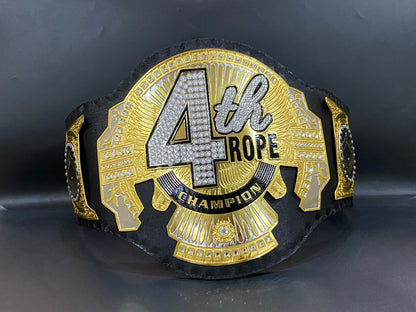 4th Rope Champion Wrestling Title Belt – 2mm Metal Plates with Genuine Leather Strap