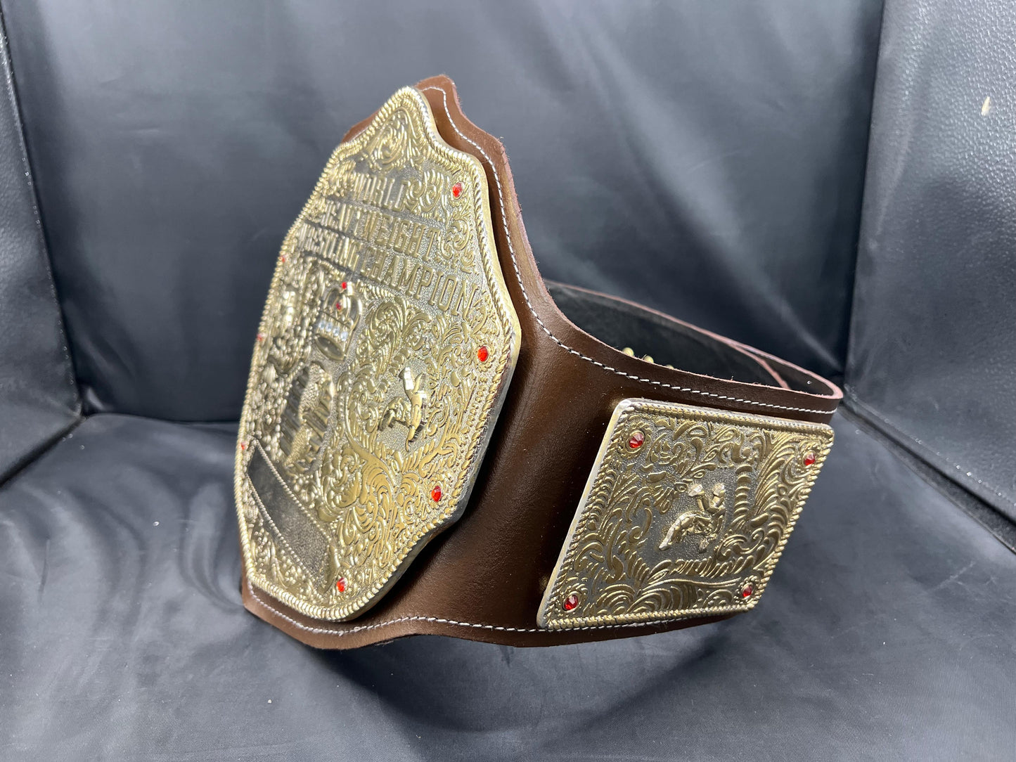 Big Gold World Heavyweight Red Strap Custom Wrestling Championship Belt – 6mm Die-Cast Premium Heavy Metal Edition