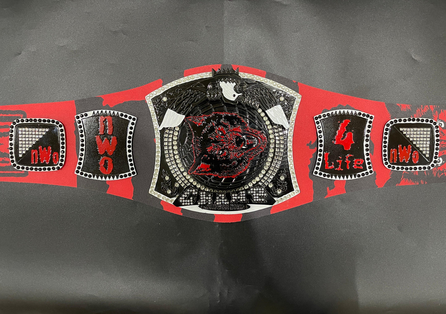 Custom Premium NWO Wolfpack Edition Championship Spinner Belt Handcrafted Red & Black Leather