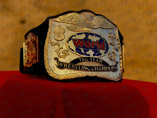 Classic WWF Tag Team Title Belt with 24K Gold Plated CNC Metal Plates