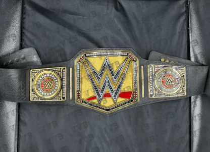 Custom engraved side plates on WWE replica championship belt