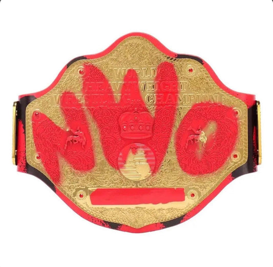 WolfPack NWO Elite Red & Gold Custom Wrestling Championship Belt – Double-Sided Printed Strap Edition 6mm Diecast