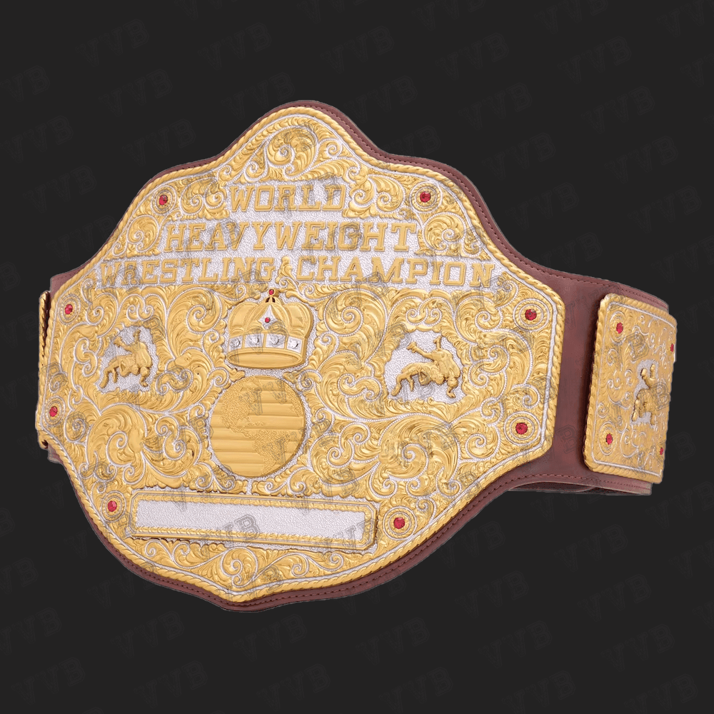 Dual Plate Big Gold Wrestling Championship Replica Belt