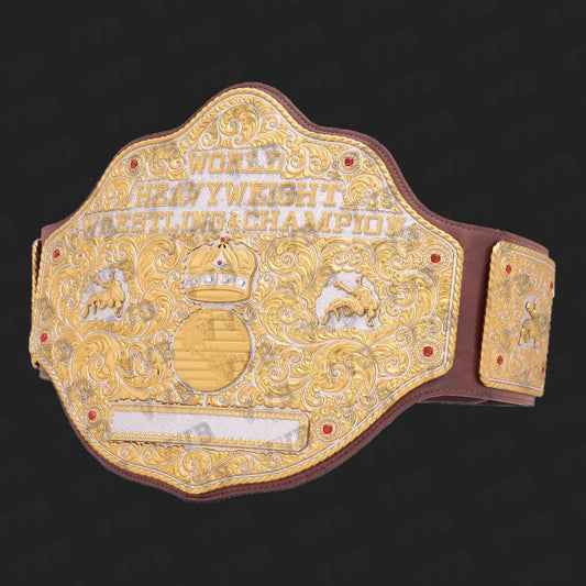 Dual Plate Big Gold Championship Wrestling Title Belt