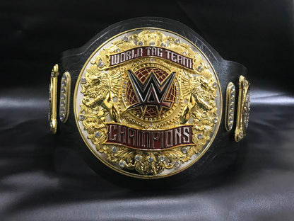 New World Tag Team Wrestling Championship Leather Belt – 10mm Diecast Brass | Adult Size