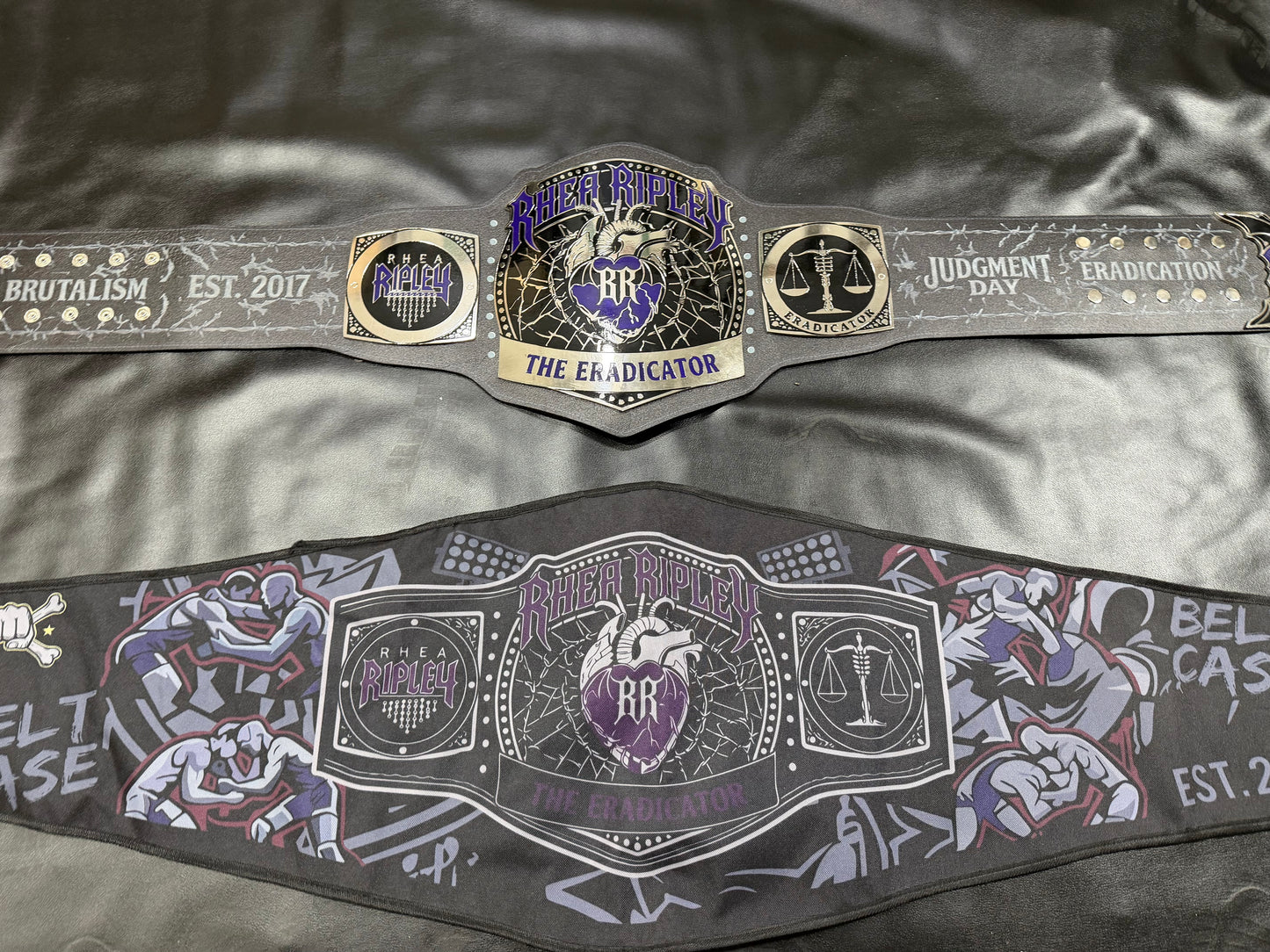 Rhea Ripley “THE ERADICATOR” Custom Championship Belt With Matching Premium Belt Bag| Handcrafted Collector’s Edition |Judment Day Inspired