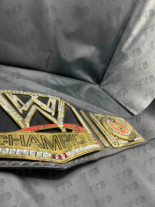High-quality wrestling title belt displayed prominently the rock