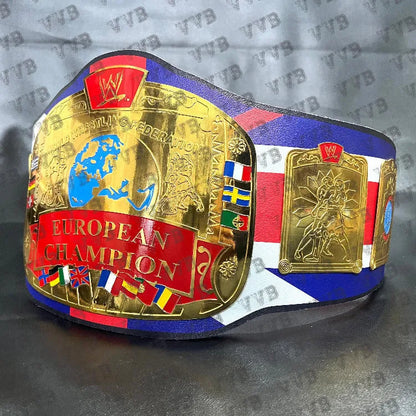 Custom European Bulldog Championship Wrestling Title Belt – WWE Replica Collectible