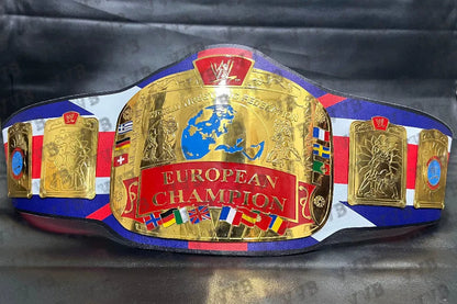 Custom European Bulldog Championship Wrestling Title Belt – WWE Replica Collectible