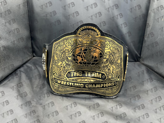 World Tag Team Wrestling Championship Leather Belt 4MM Adult Size Brass Victory Vault Belts
