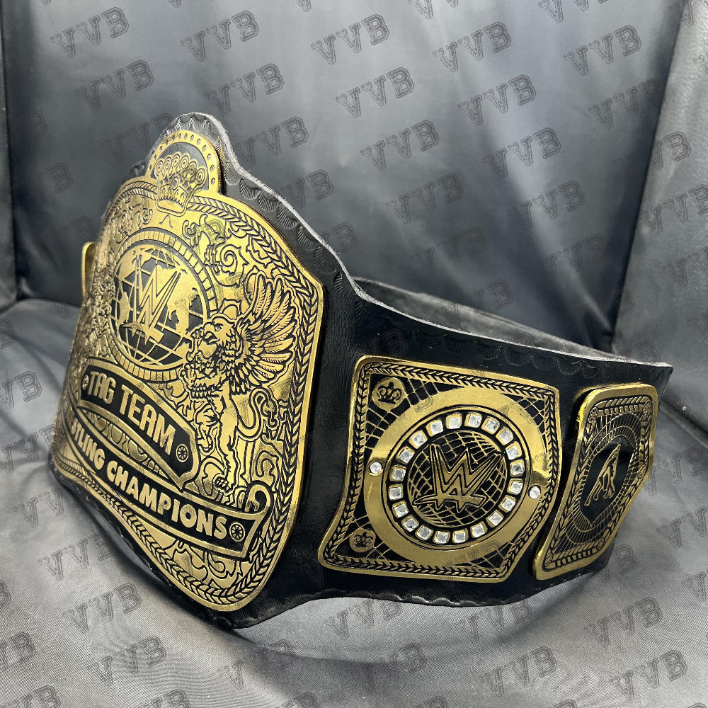 World Tag Team Wrestling Championship Leather Belt 4MM Adult Size Brass