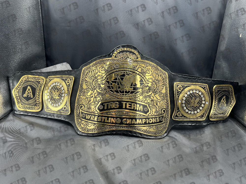 World Tag Team Wrestling Championship Leather Belt 4MM Adult Size Brass