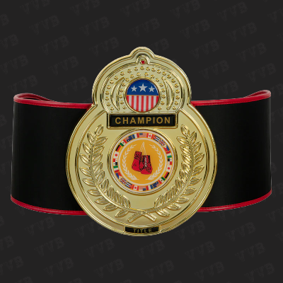 Old School Boxing Championship Belt with Retro Gold Design and Classic Strap
