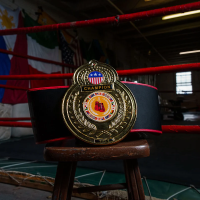 Old School Boxing Championship Belt with Retro Gold Design and Classic Strap
