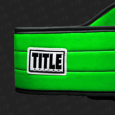 TITLE Boxing World Champion Belt with Gold Plate and Green Strap Featuring International Flags
