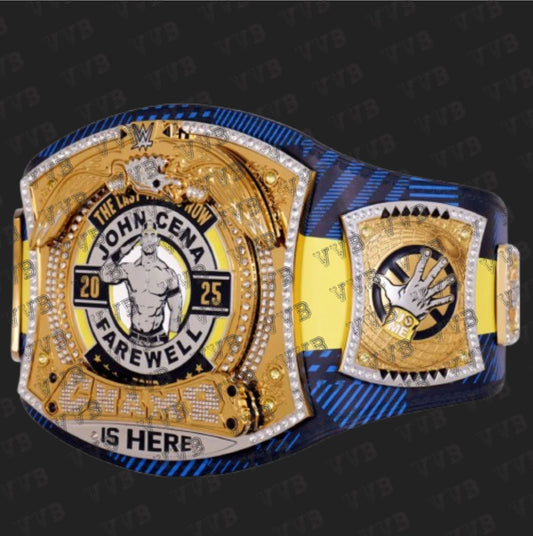 WWE Spinner Belt on Display with Leather Strap