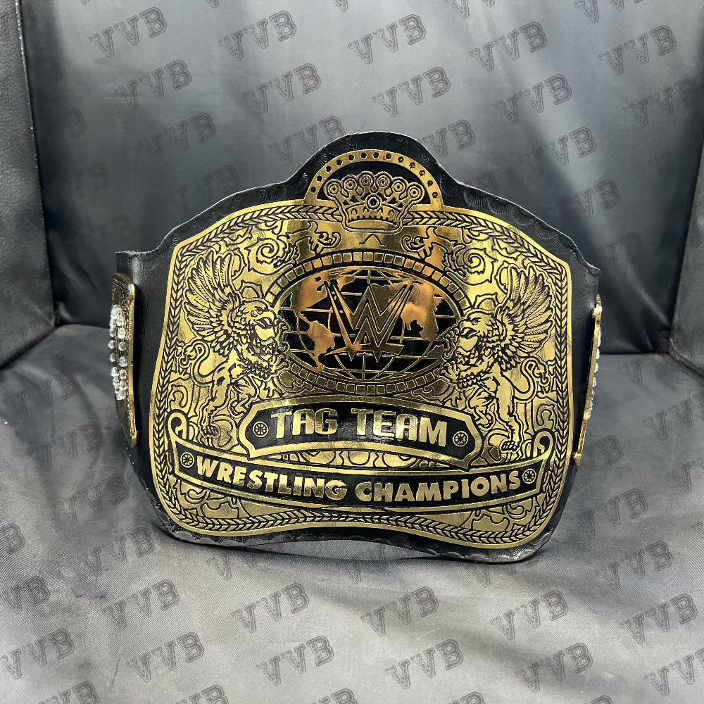 World Tag Team Wrestling Championship Leather Belt 4MM Adult Size Brass
